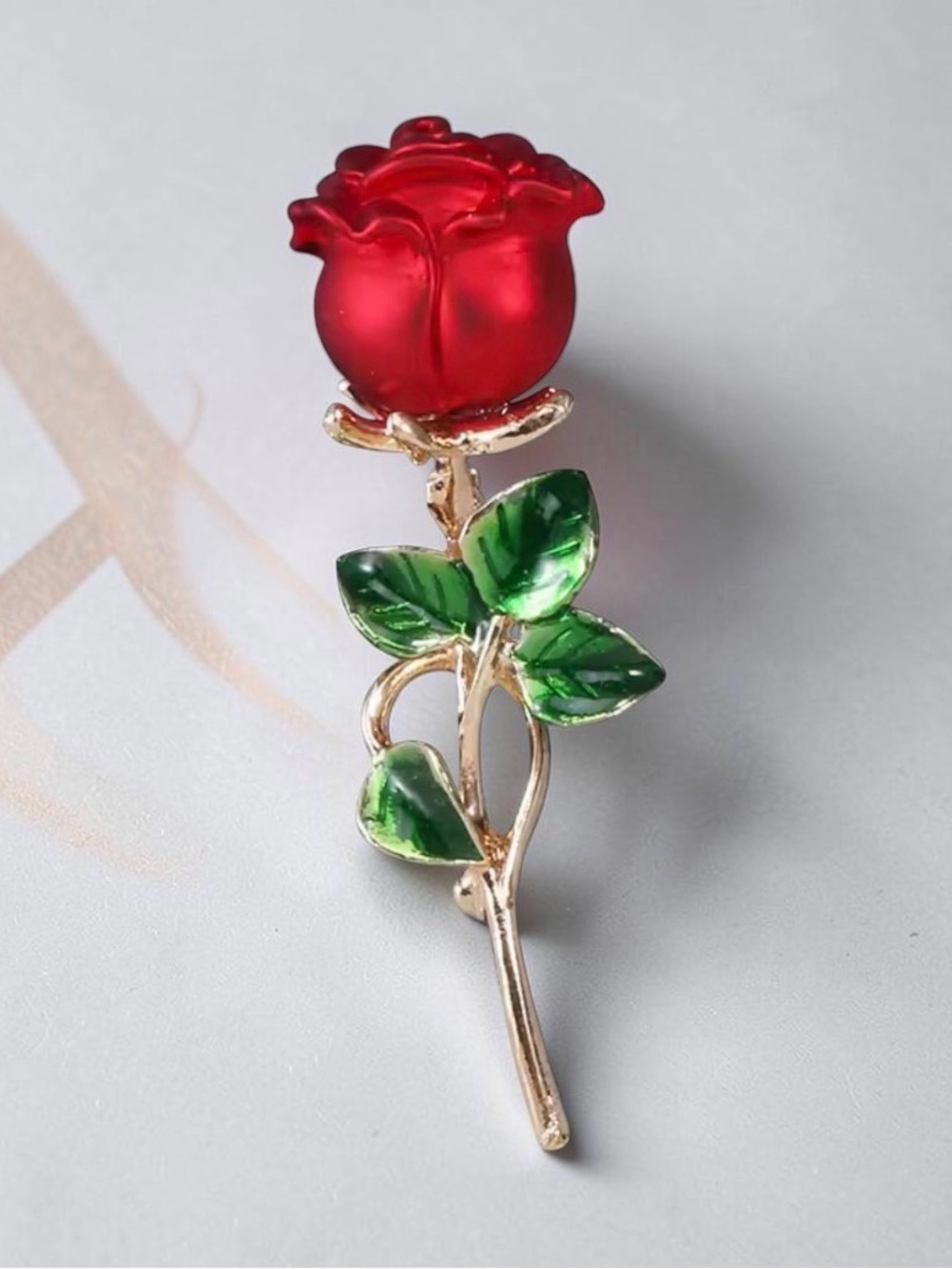 Red Rose Enamel Brooch - Women Jewelry